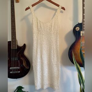 Suzi Chin for Maggy Boutique, Cream Siquin Dress, Size 4